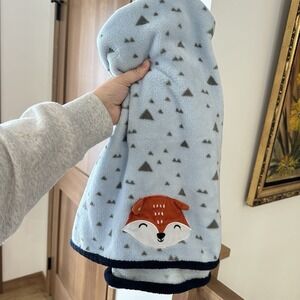 Parent's Choice Walmart Blue Fox Gray Triangles Fleece Baby Blanket Lovey 40x30